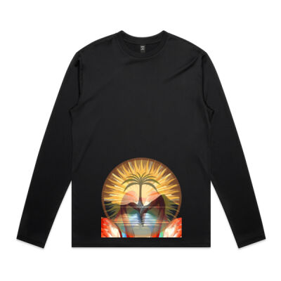 Tropical Flamingo Heart Sunset Merch - Wo's Maple Active L/S Tee Thumbnail