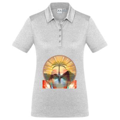 Tropical Flamingo Heart Sunset Merch - Womens Aero Short Sleeve Polo Thumbnail