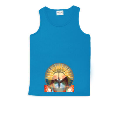 Tropical Flamingo Heart Sunset Merch - Unisex Adults Breezeway Micromesh Singlet  Thumbnail