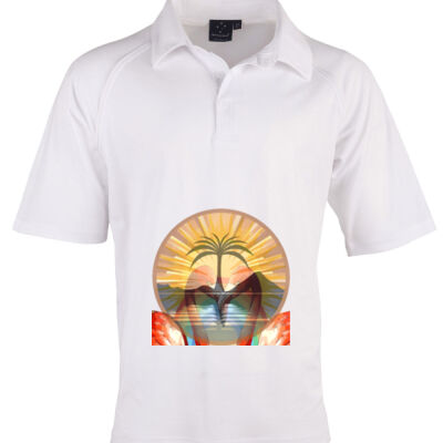 Tropical Flamingo Heart Sunset Merch - Cricket Polo Short Sleeve Men's Thumbnail