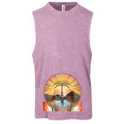 Tropical Flamingo Heart Sunset Merch - Men's Stone Wash Tanks Thumbnail
