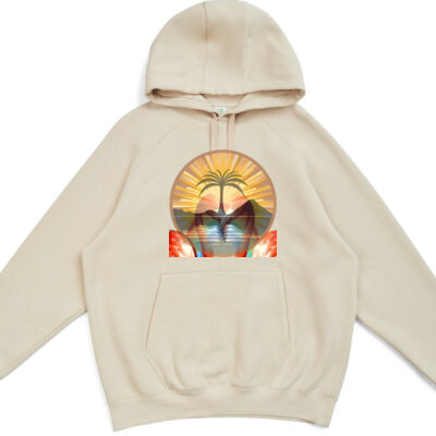 Tropical Flamingo Heart Sunset Merch - Mens' Cotton Care Kangaroo Hoodie Thumbnail