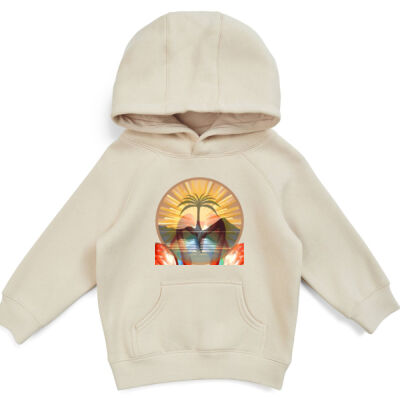 Tropical Flamingo Heart Sunset Merch - Babies' Cotton Care Kangaroo Pocket Hoodie Thumbnail