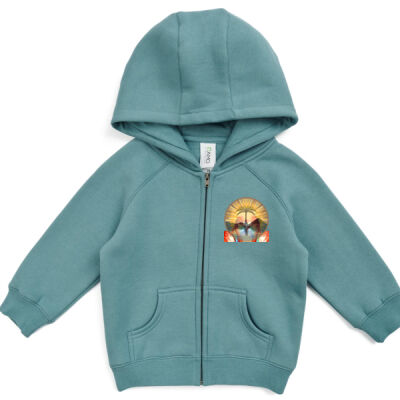 Tropical Flamingo Heart Sunset Merch - Babies Cotton Care Kangaroo Zip Pocket Hoodie Thumbnail