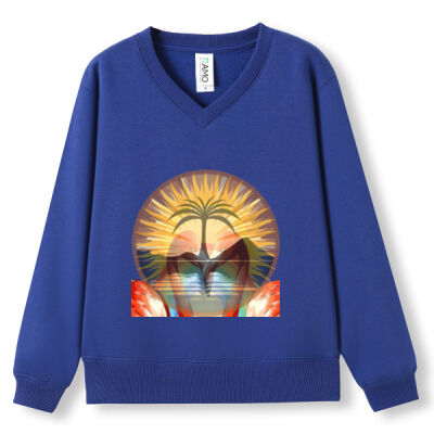 Tropical Flamingo Heart Sunset Merch - Kids V-neck Fleece Thumbnail