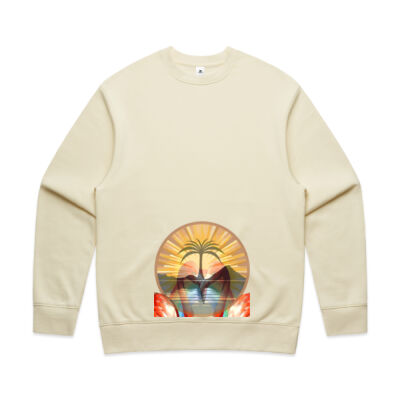 Tropical Flamingo Heart Sunset Merch - Mens Relax Crew Thumbnail