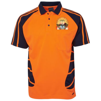 Tropical Flamingo Heart Sunset Merch - HV S/S Spider Polo Thumbnail