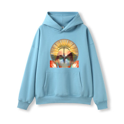 Tropical Flamingo Heart Sunset Merch - Adult's Easy Fit Oversize Hoodies Thumbnail
