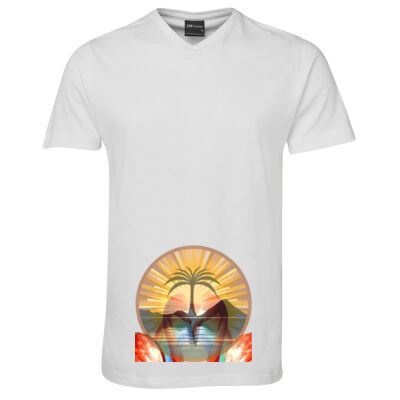 Tropical Flamingo Heart Sunset Merch - V-Neck Tee Thumbnail