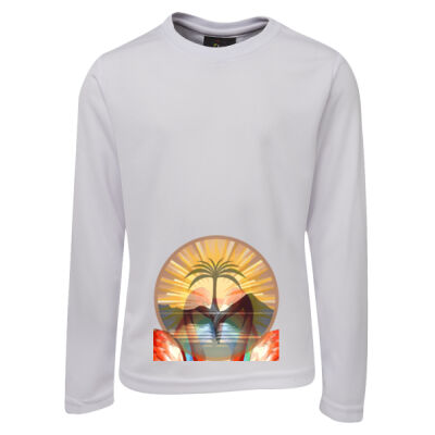 Tropical Flamingo Heart Sunset Merch - PODIUM L/S POLY TEE Thumbnail