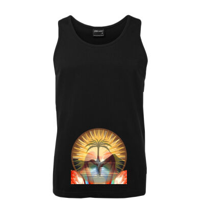Tropical Flamingo Heart Sunset Merch - Singlet Thumbnail