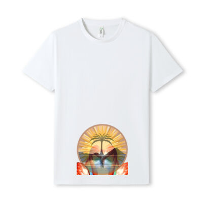 Tropical Flamingo Heart Sunset Merch - Mens Earth Care Tees Thumbnail