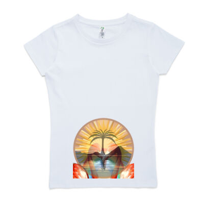 Tropical Flamingo Heart Sunset Merch - Ladies' Earth Care Tees Thumbnail