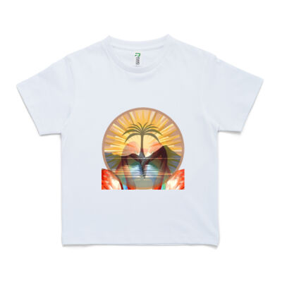 Tropical Flamingo Heart Sunset Merch - Kids' Earth Care Tees Thumbnail