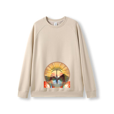 Tropical Flamingo Heart Sunset Merch - Adults Cotton Care Sweatshirt Thumbnail