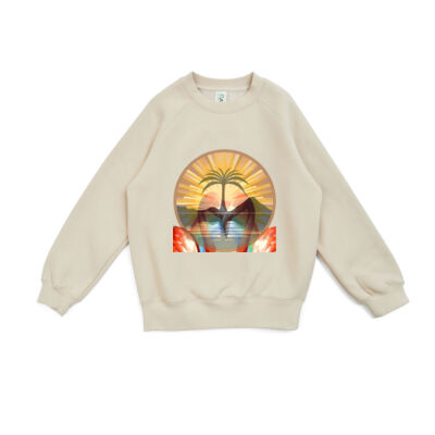 Tropical Flamingo Heart Sunset Merch - Kids' Cotton Care Sweatshirts Thumbnail