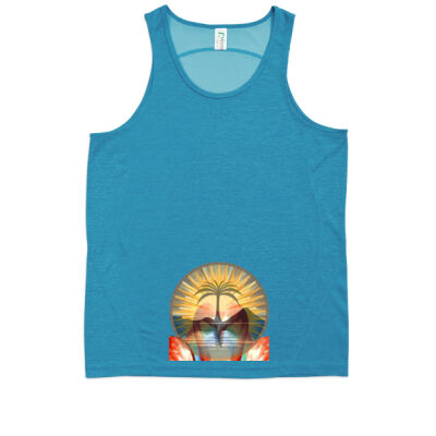 Tropical Flamingo Heart Sunset Merch - Men's Challenger 100% polyester Singlet Thumbnail