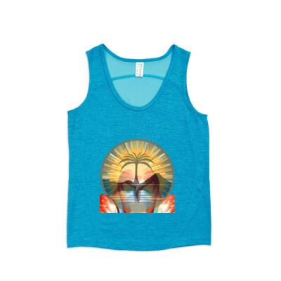 Tropical Flamingo Heart Sunset Merch - Kids' Challenger 100% polyester singlet Thumbnail