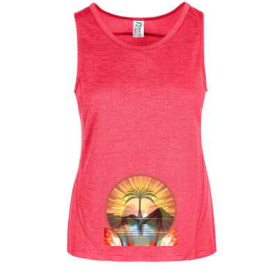 Tropical Flamingo Heart Sunset Merch - Ladies' Challenger 100% polyester singlet Thumbnail
