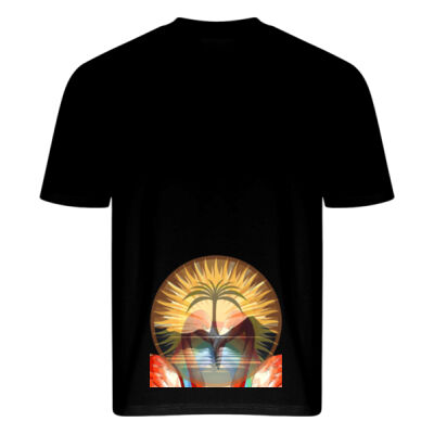 Tropical Flamingo Heart Sunset Merch - Luxe Oversized Tee Thumbnail