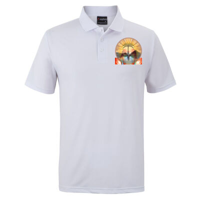 Tropical Flamingo Heart Sunset Merch - Podium Stretch Polo Thumbnail