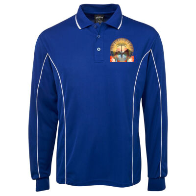 Tropical Flamingo Heart Sunset Merch - Podium L/S Piping Polo Thumbnail