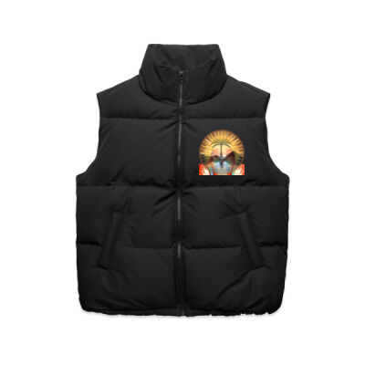 Tropical Flamingo Heart Sunset Merch - Wo's Puffer Vest Thumbnail