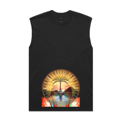 Tropical Flamingo Heart Sunset Merch - Mens Heavy Faded Tank Thumbnail
