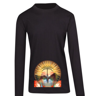Tropical Flamingo Heart Sunset Merch - Men's / Unisex Long Sleeve T-shirt Thumbnail