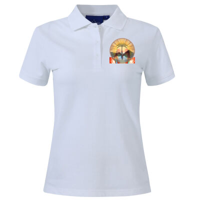Tropical Flamingo Heart Sunset Merch - Darling Harbour Polo Ladies Thumbnail