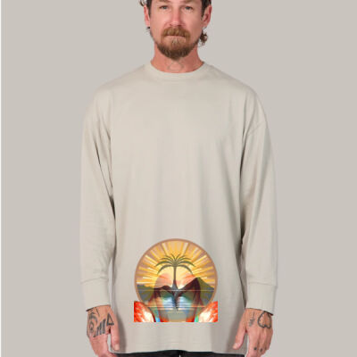 Tropical Flamingo Heart Sunset Merch - Long Sleeve Tee - UNISEX Thumbnail
