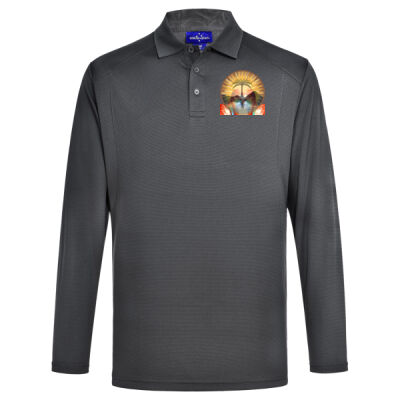 Tropical Flamingo Heart Sunset Merch - LUCKY BAMBOO LONG SLEEVE POLO Mens Thumbnail