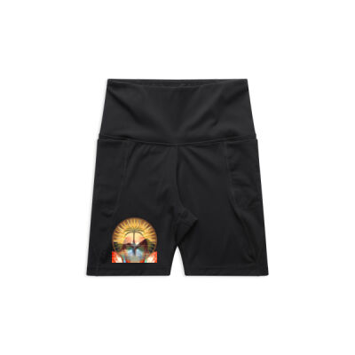 Tropical Flamingo Heart Sunset Merch - Women's Active Bike Shorts Thumbnail
