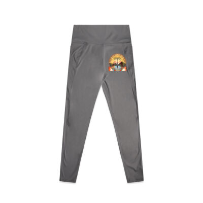 Tropical Flamingo Heart Sunset Merch - Active Leggings Thumbnail