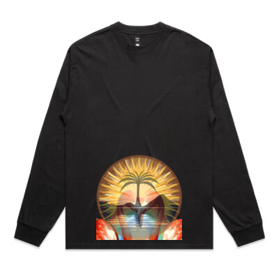 Tropical Flamingo Heart Sunset Merch - Mens Heavy Faded L/S Tee Thumbnail