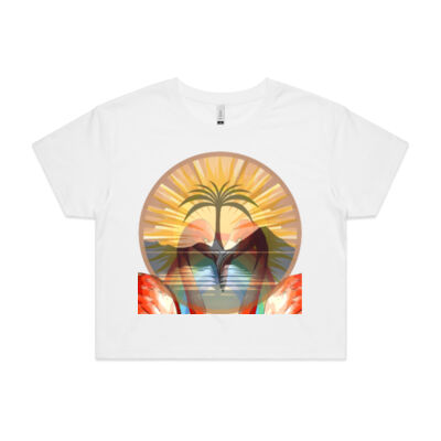 Tropical Flamingo Heart Sunset Merch -  Crop Tee Thumbnail