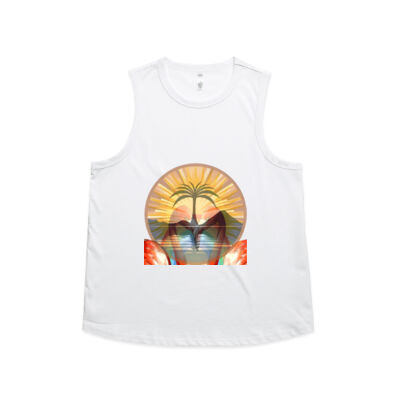 Tropical Flamingo Heart Sunset Merch - Wo's Martina Tank Thumbnail