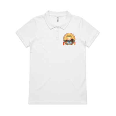 Tropical Flamingo Heart Sunset Merch - Wo's Pique Polo Thumbnail