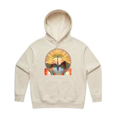 Tropical Flamingo Heart Sunset Merch - Wo's Heavy Hood Thumbnail
