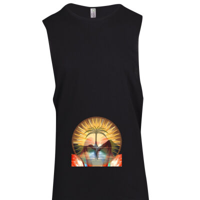 Tropical Flamingo Heart Sunset Merch - Men's / Unisex combed cotton tank Thumbnail