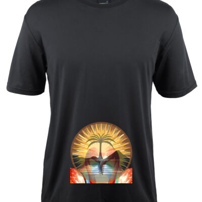 Tropical Flamingo Heart Sunset Merch - Podium Stretch Tee Thumbnail