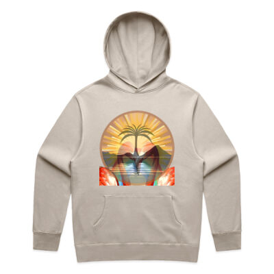 Tropical Flamingo Heart Sunset Merch - Mens Relax Faded Hood Thumbnail