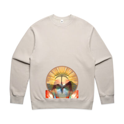 Tropical Flamingo Heart Sunset Merch - Mens Relax Faded Crew Thumbnail