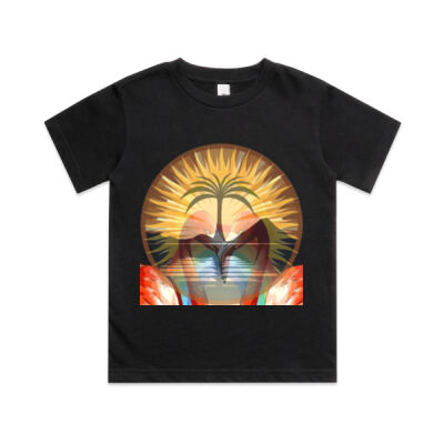 Tropical Flamingo Heart Sunset Merch - Kids Classic Tee Thumbnail
