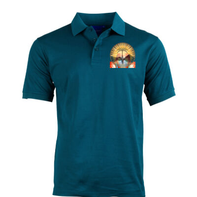 Tropical Flamingo Heart Sunset Merch - Victory Polo Men's Thumbnail