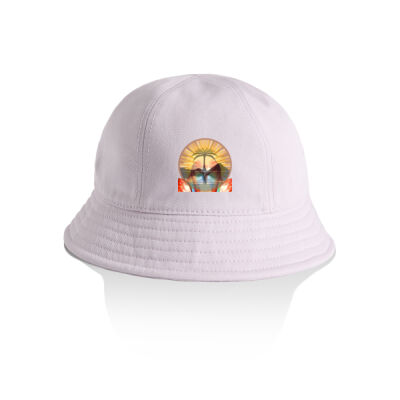 Tropical Flamingo Heart Sunset Merch - Wo's Brim Bucket Hat Thumbnail