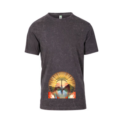 Tropical Flamingo Heart Sunset Merch - Men's / Unisex Stone Wash T-shirt Thumbnail