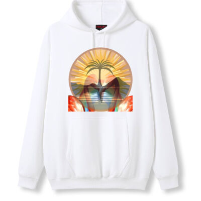 Tropical Flamingo Heart Sunset Merch - Mens Kangaroo Pocket Hoodies Thumbnail