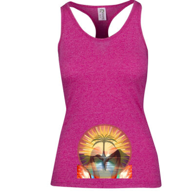 Tropical Flamingo Heart Sunset Merch - Womens Greatness Athletic T-back Singlet Thumbnail