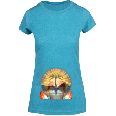 Tropical Flamingo Heart Sunset Merch - Womens Greatness Athletic T-shirt Thumbnail